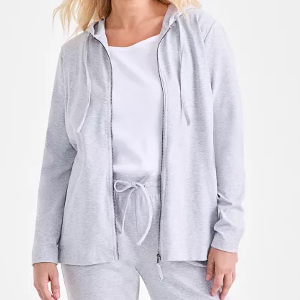 Style & Co. Light Gray Zip Hoodie Jacket